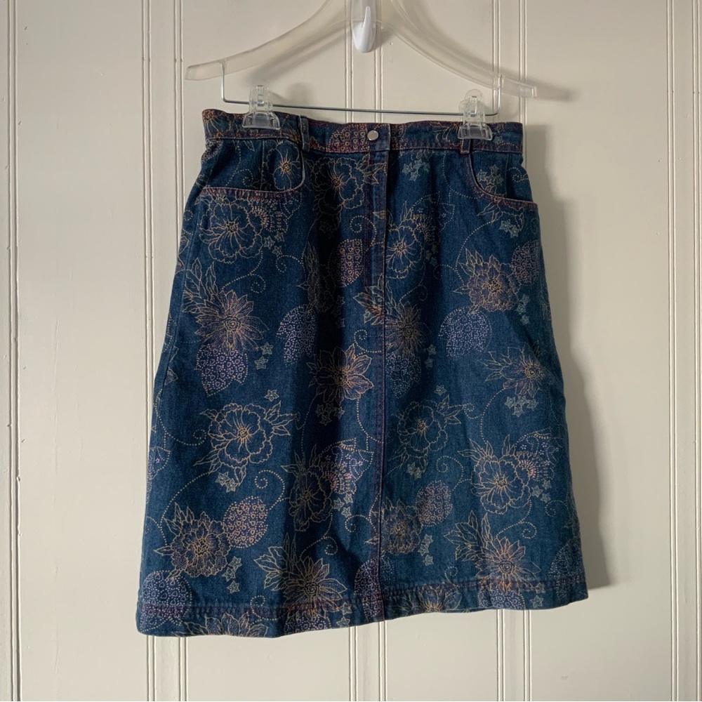 Unbranded Blue and Pink A-Line Knee-Length Skirt for Work